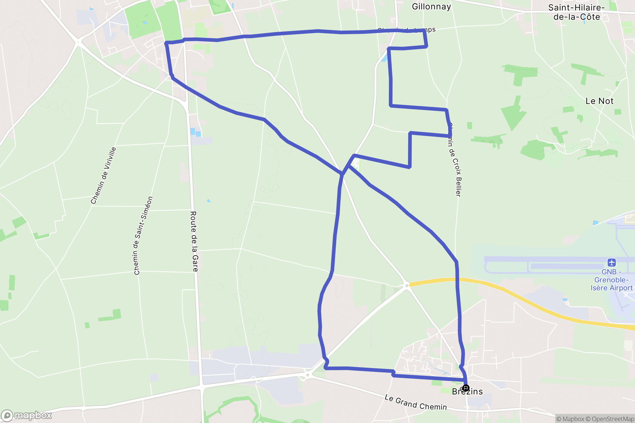 Brézins : carte du parcours de randonnée - France