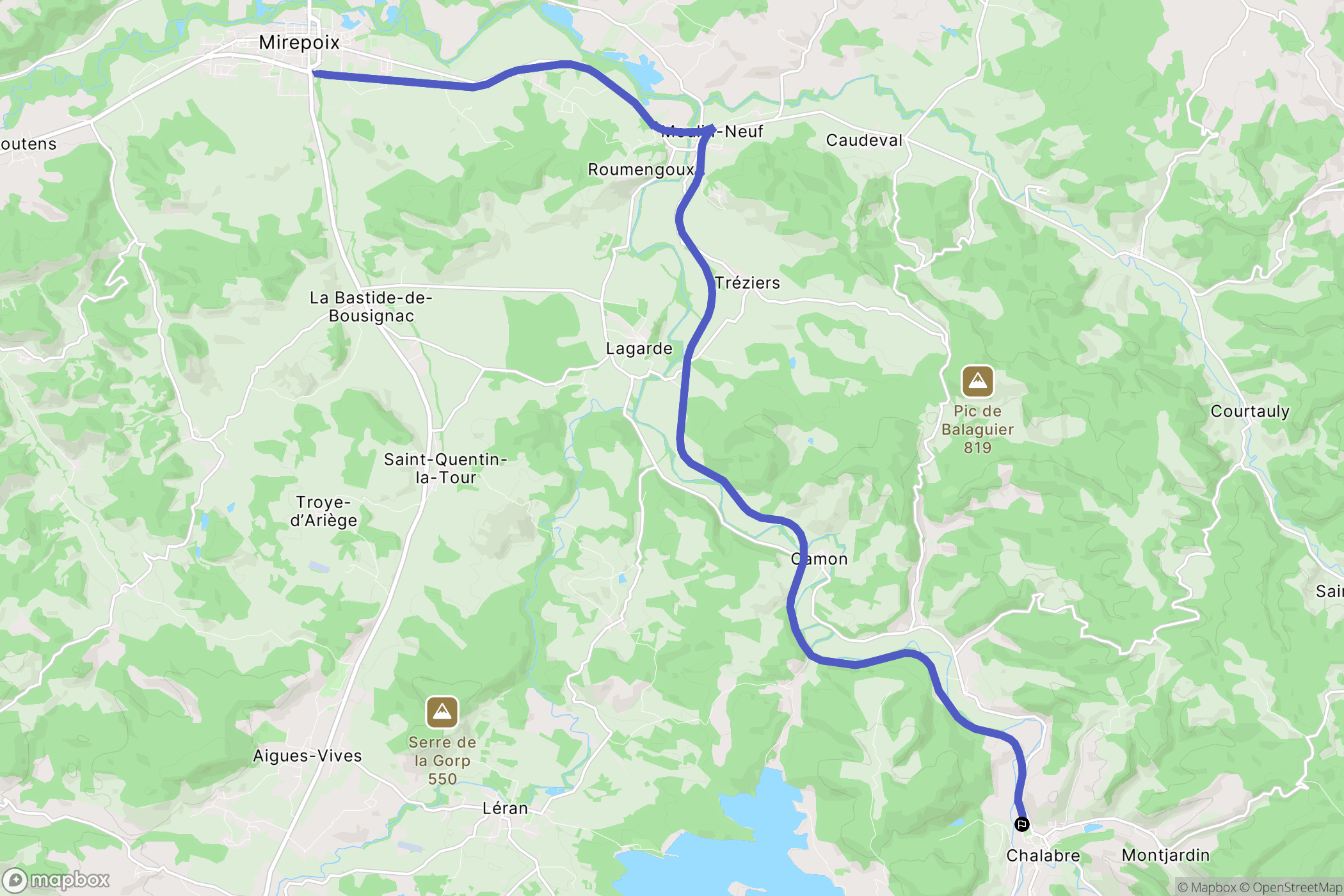 Chalabre : carte du parcours de randonnée - France