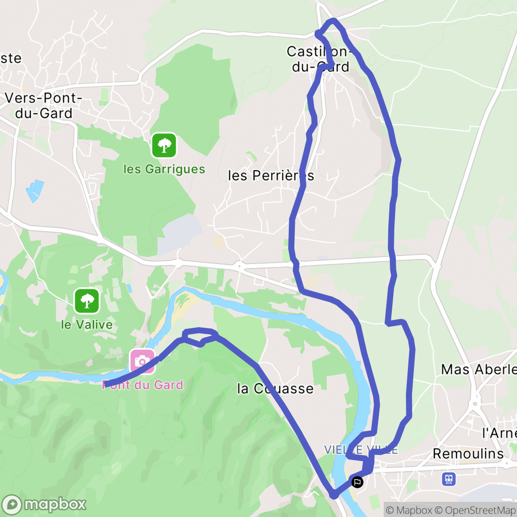 Remoulins : carte du parcours de randonnée - France