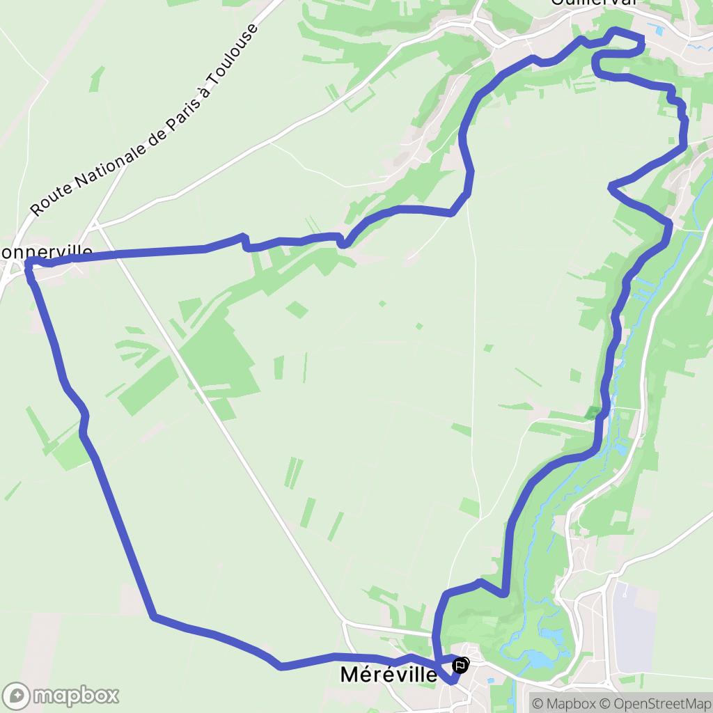 Le Mérévillois : carte du parcours de randonnée - France