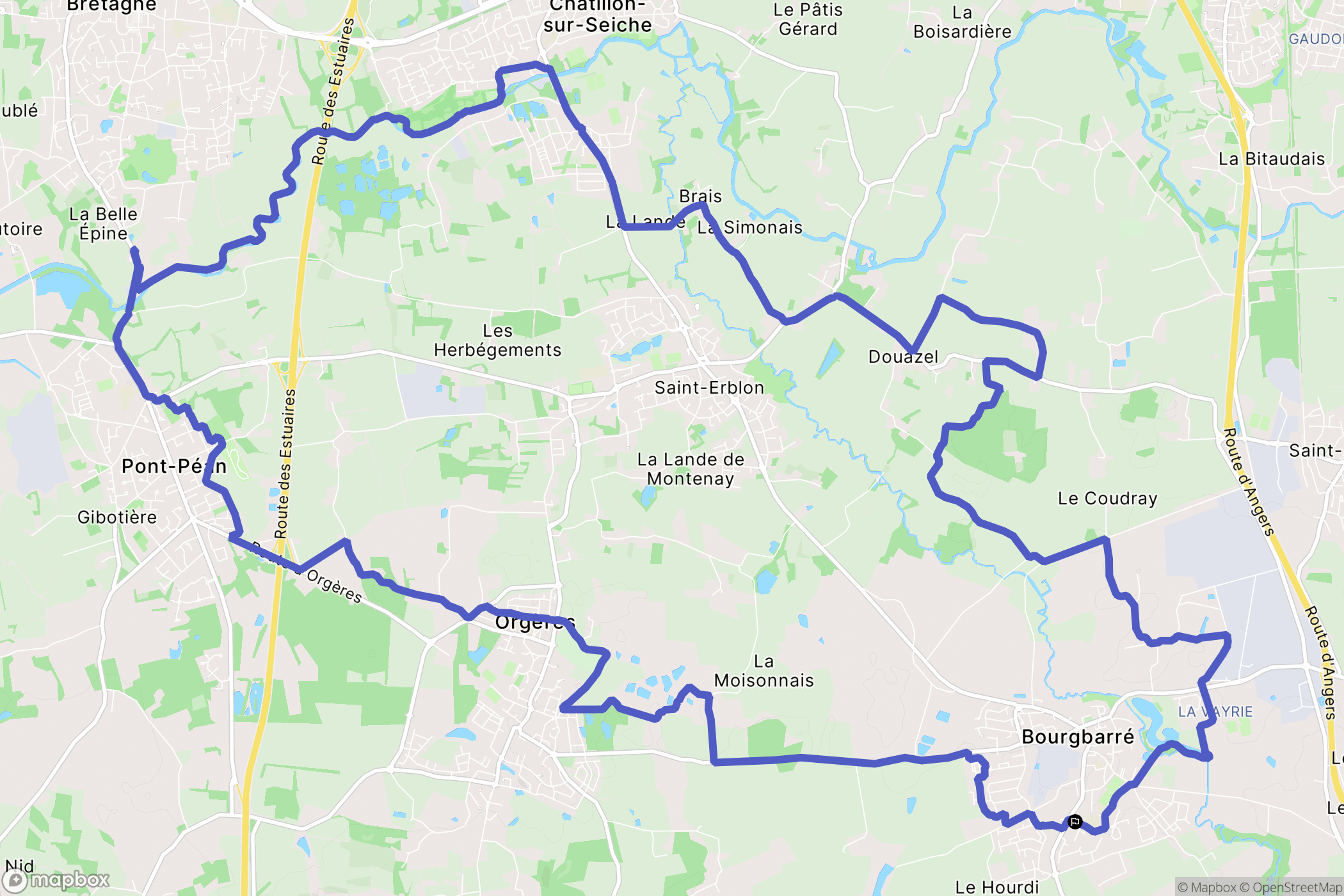 Bourgbarré : carte du parcours de randonnée - France