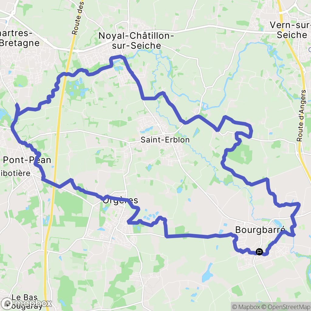Bourgbarré : carte du parcours de randonnée - France