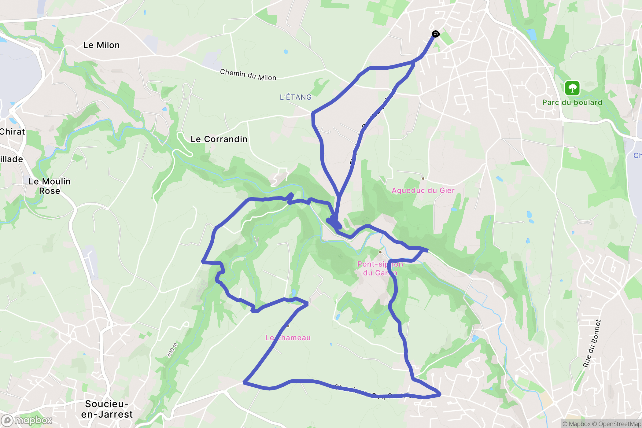 Chaponost : carte du parcours de randonnée - France