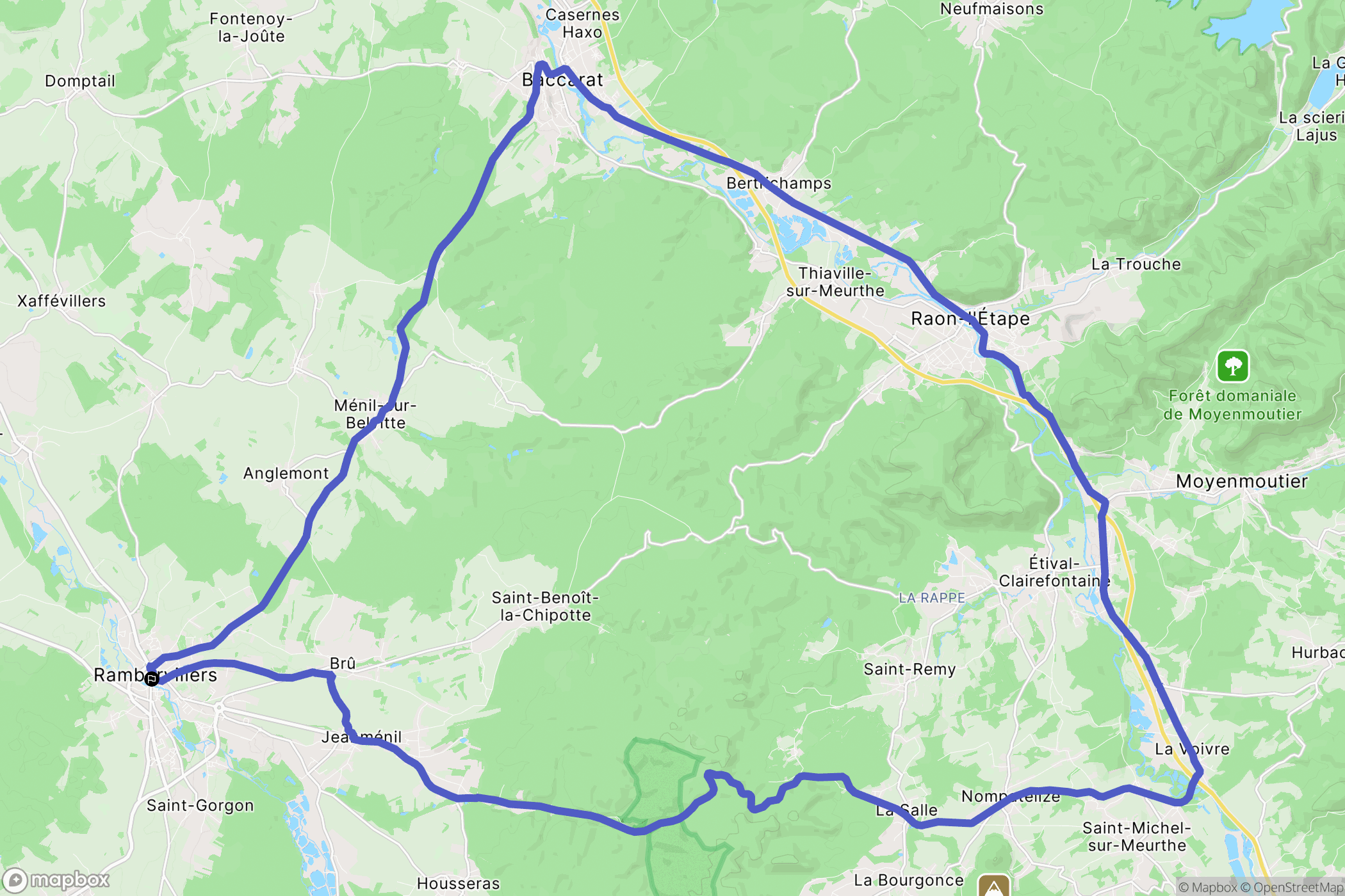Rambervillers : carte du parcours de randonnée - France