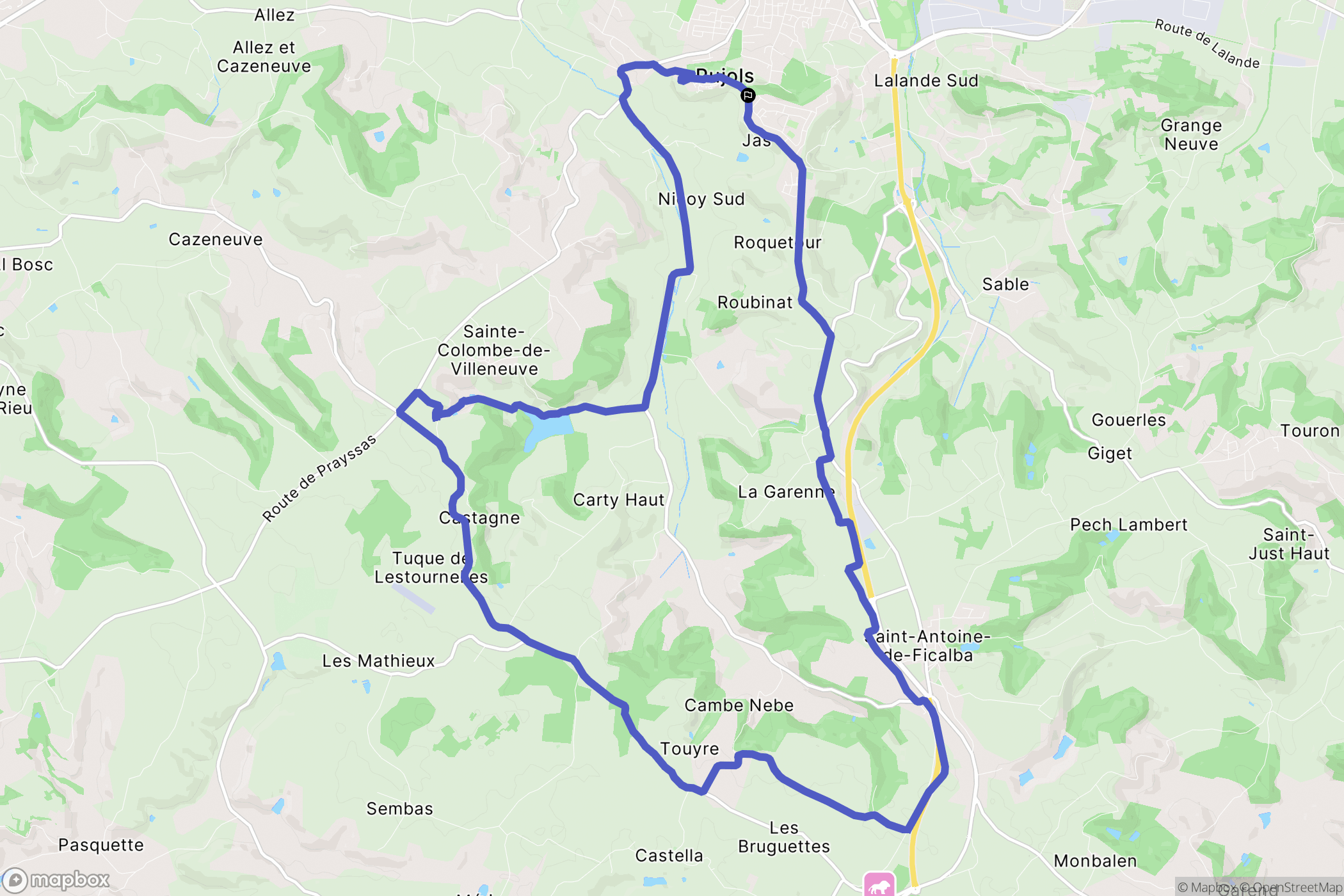 Pujols : carte du parcours de randonnée - France