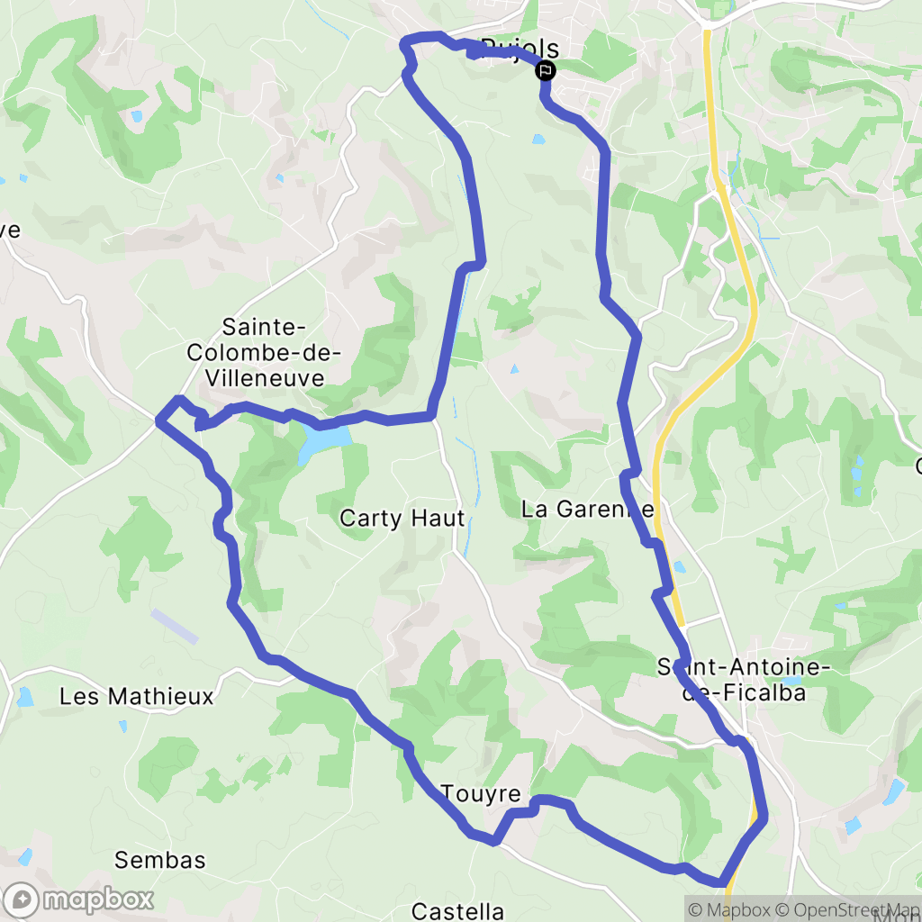 Pujols : carte du parcours de randonnée - France