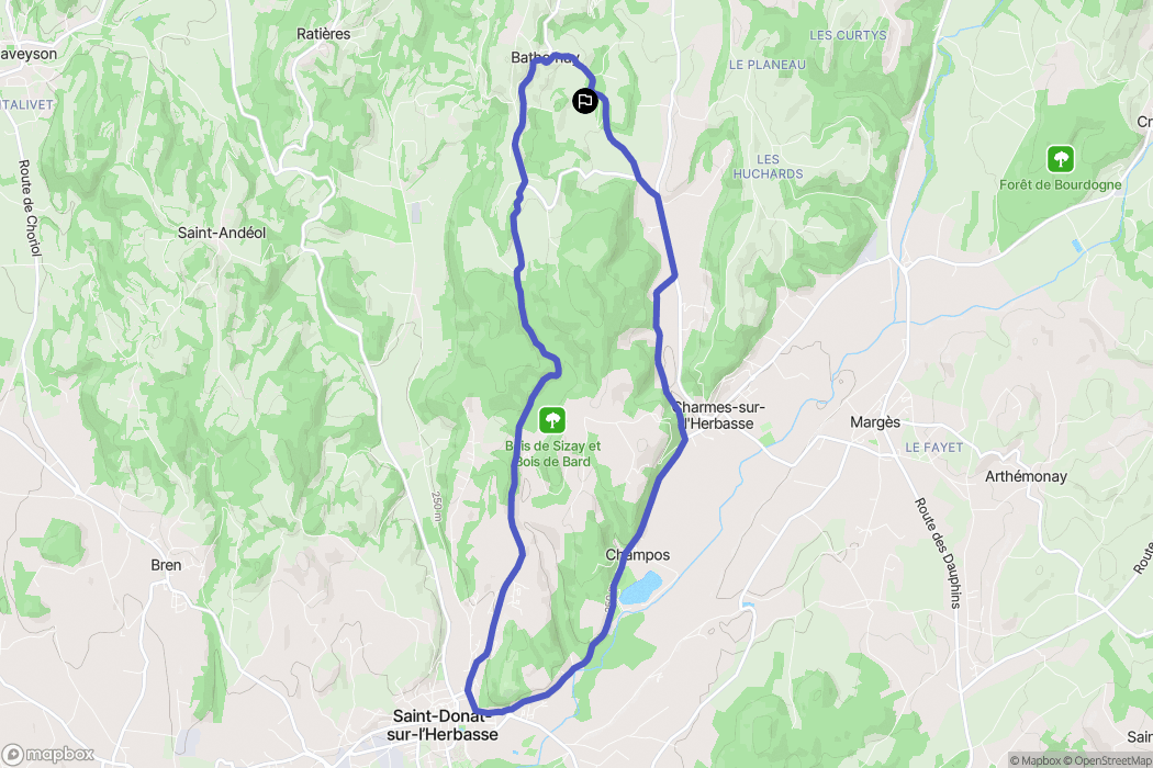 Bathernay : carte du parcours de randonnée - France