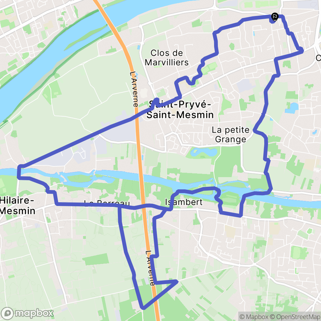 Orléans : carte du parcours de randonnée - France