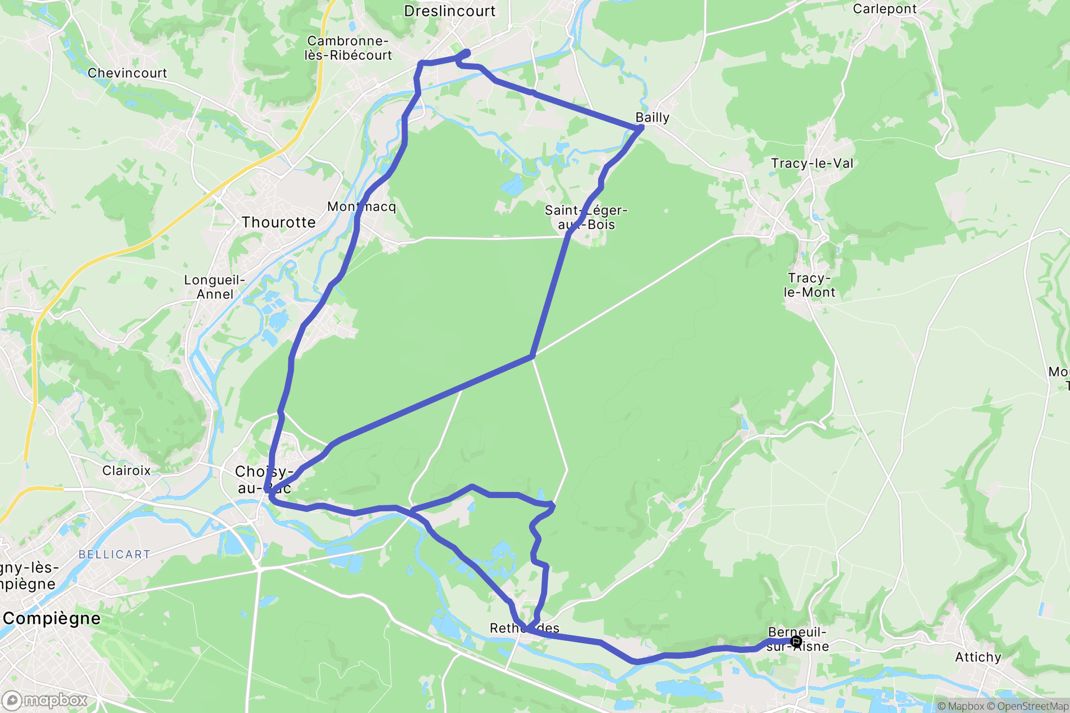 Berneuil-sur-Aisne : carte du parcours de randonnée - France