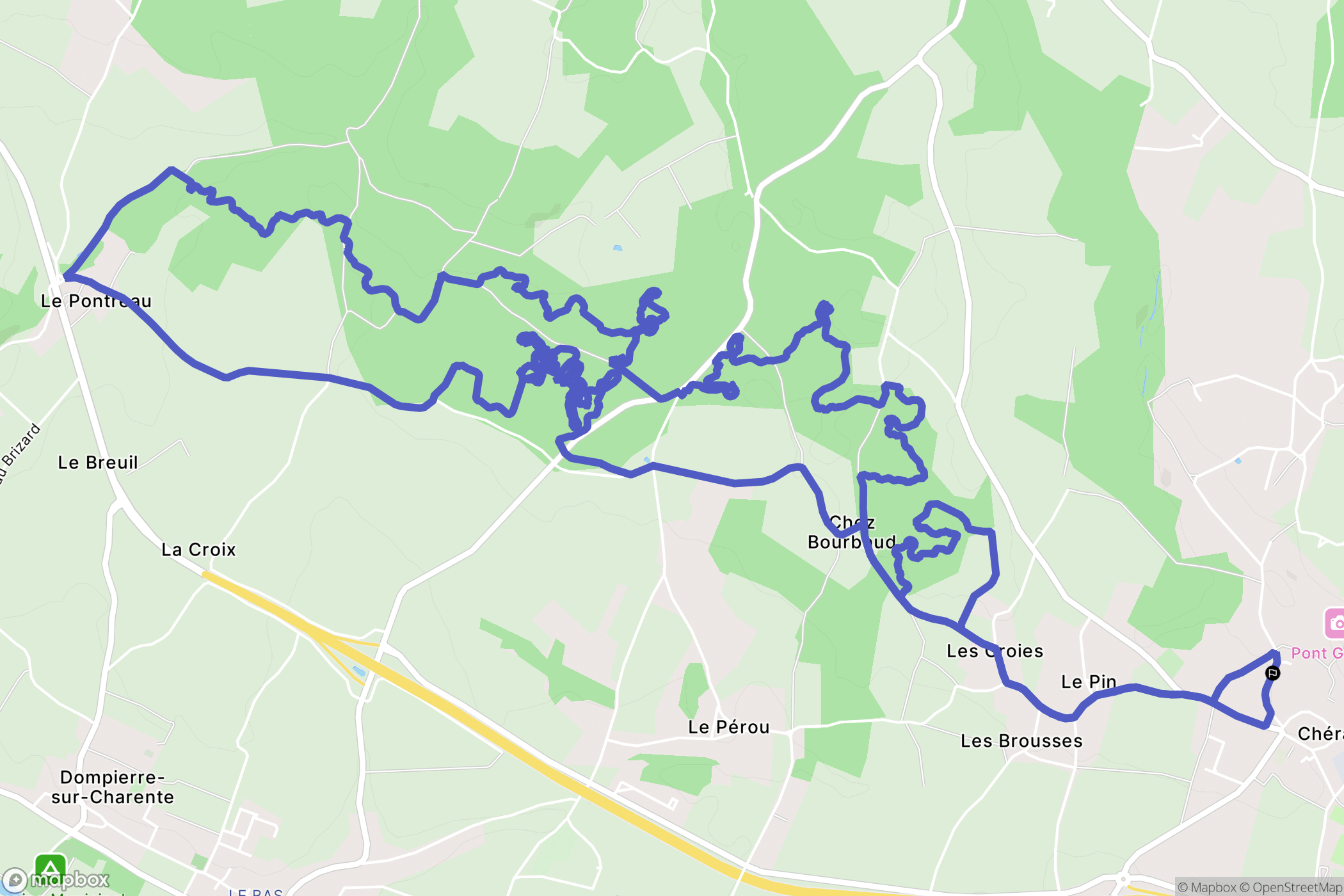 Chérac : carte du parcours de randonnée - France