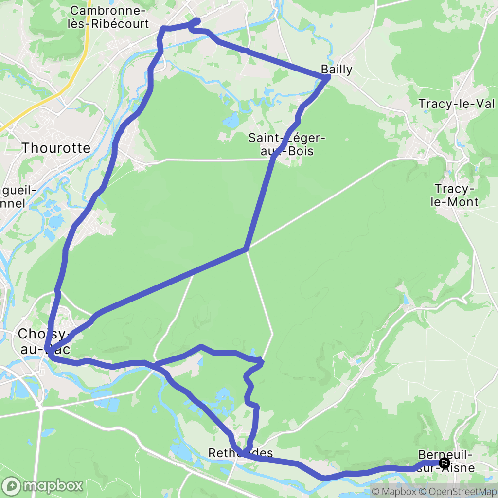 Berneuil-sur-Aisne : carte du parcours de randonnée - France
