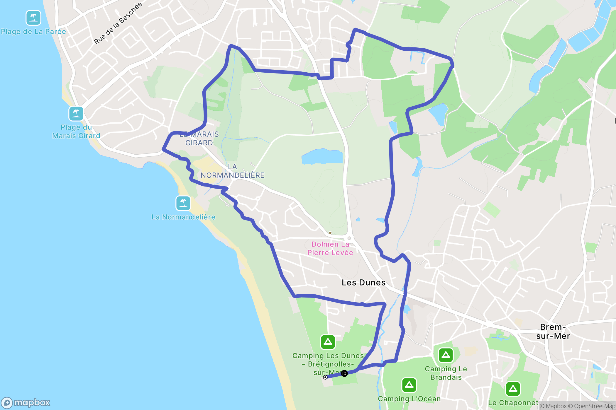 Bretignolles-sur-Mer : carte du parcours de randonnée - France