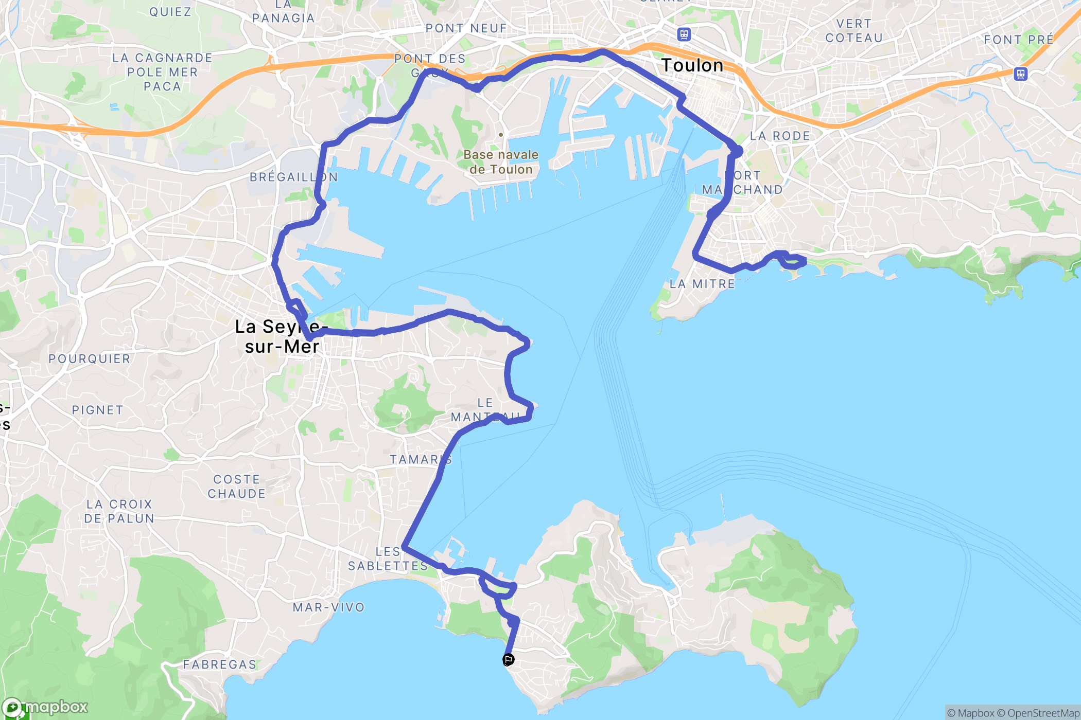 Saint-Mandrier-sur-Mer : carte du parcours de randonnée - France