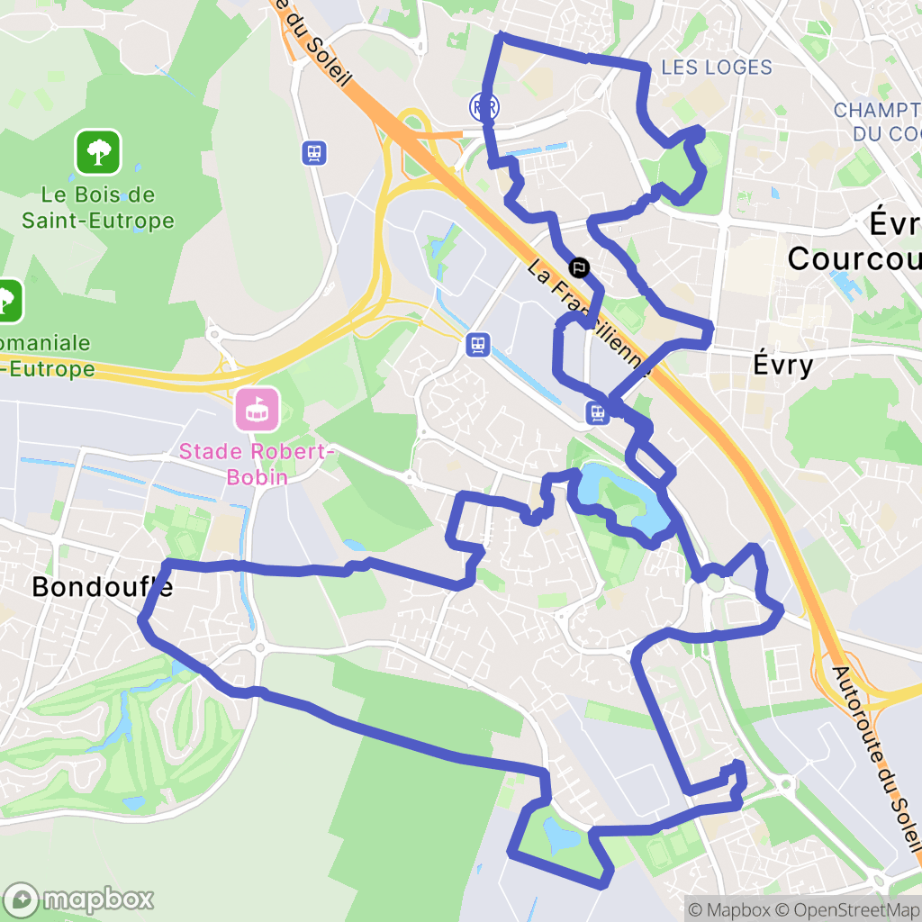 Évry-Courcouronnes : carte du parcours de randonnée - France
