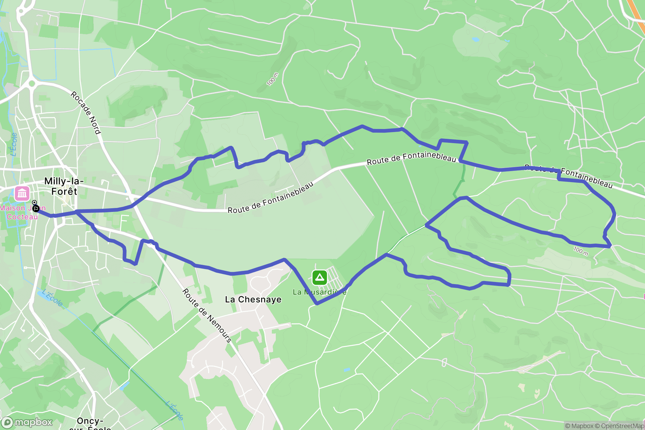 Milly-la-Forêt : carte du parcours de randonnée - France