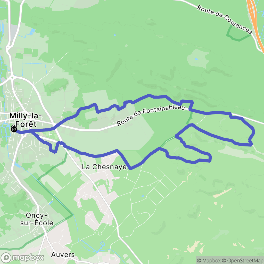 Milly-la-Forêt : carte du parcours de randonnée - France