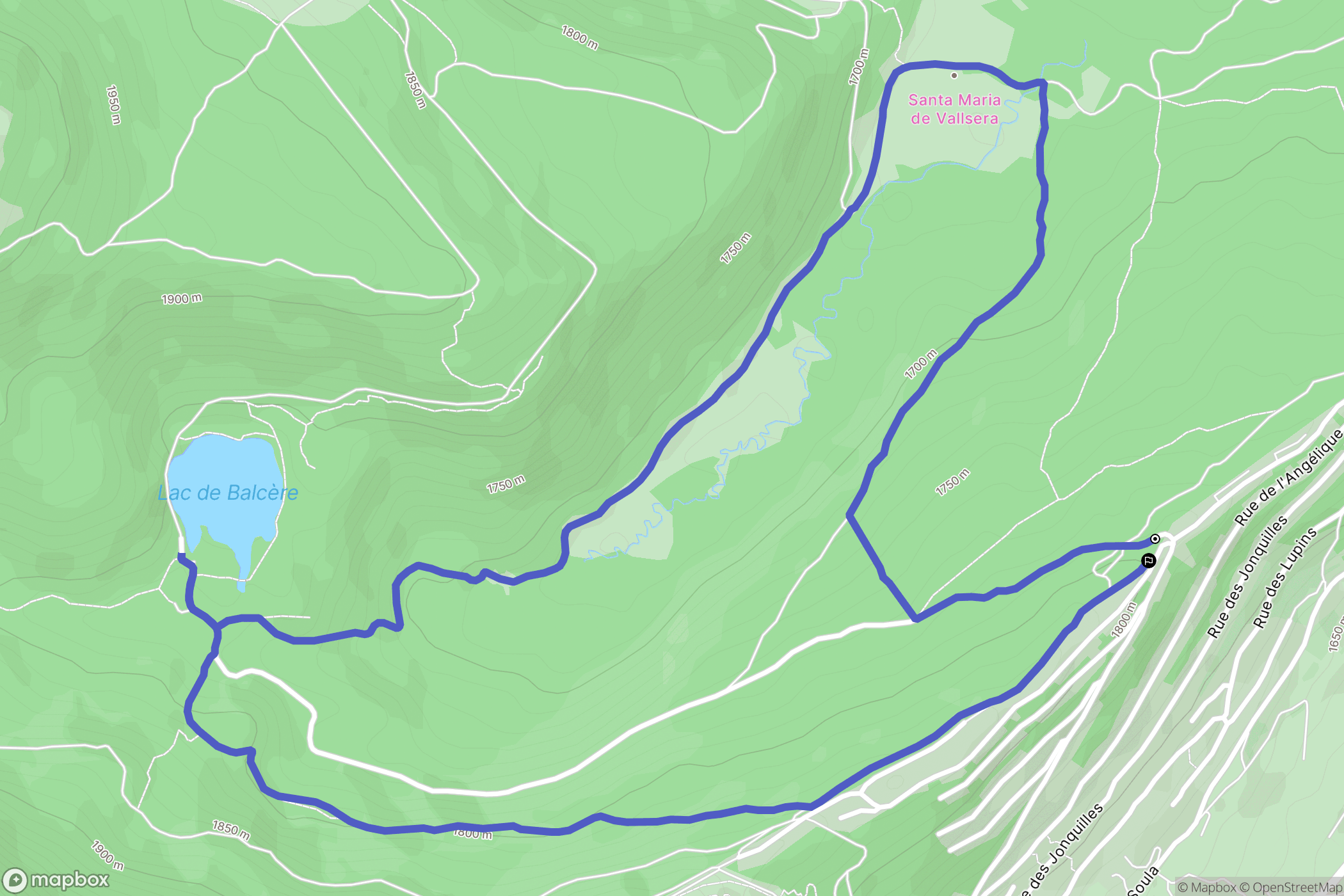 Les Angles : carte du parcours de randonnée - France