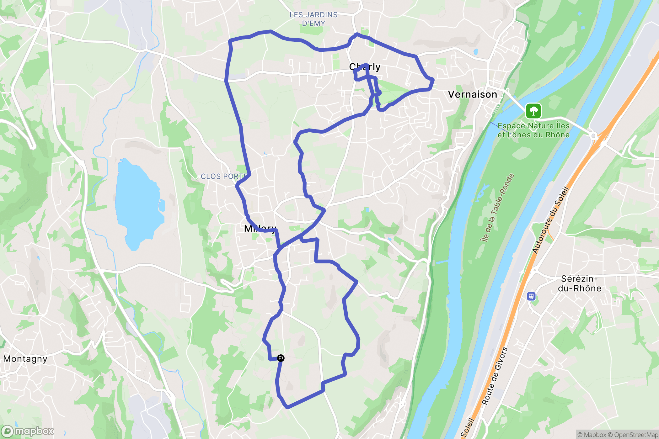 Millery : carte du parcours de randonnée - France