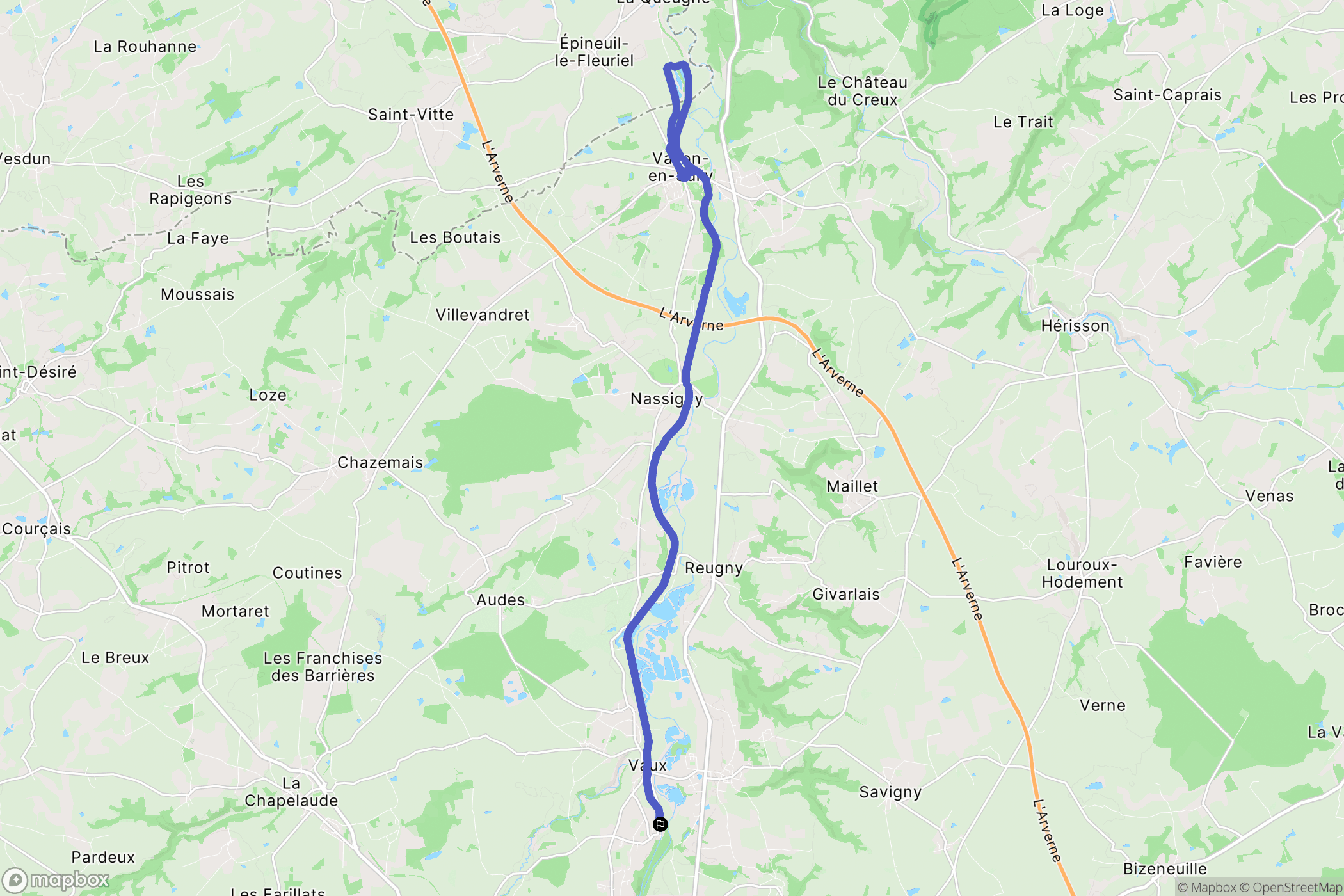 Vaux : carte du parcours de randonnée - France