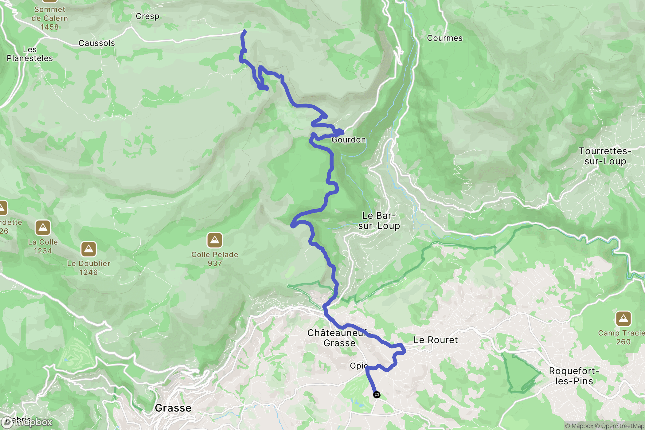 Opio : carte du parcours de randonnée - France