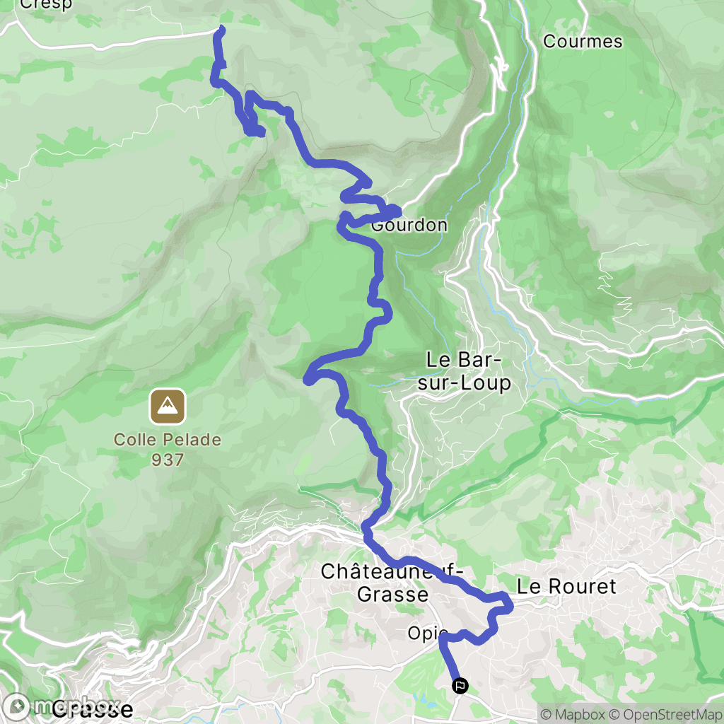 Opio : carte du parcours de randonnée - France