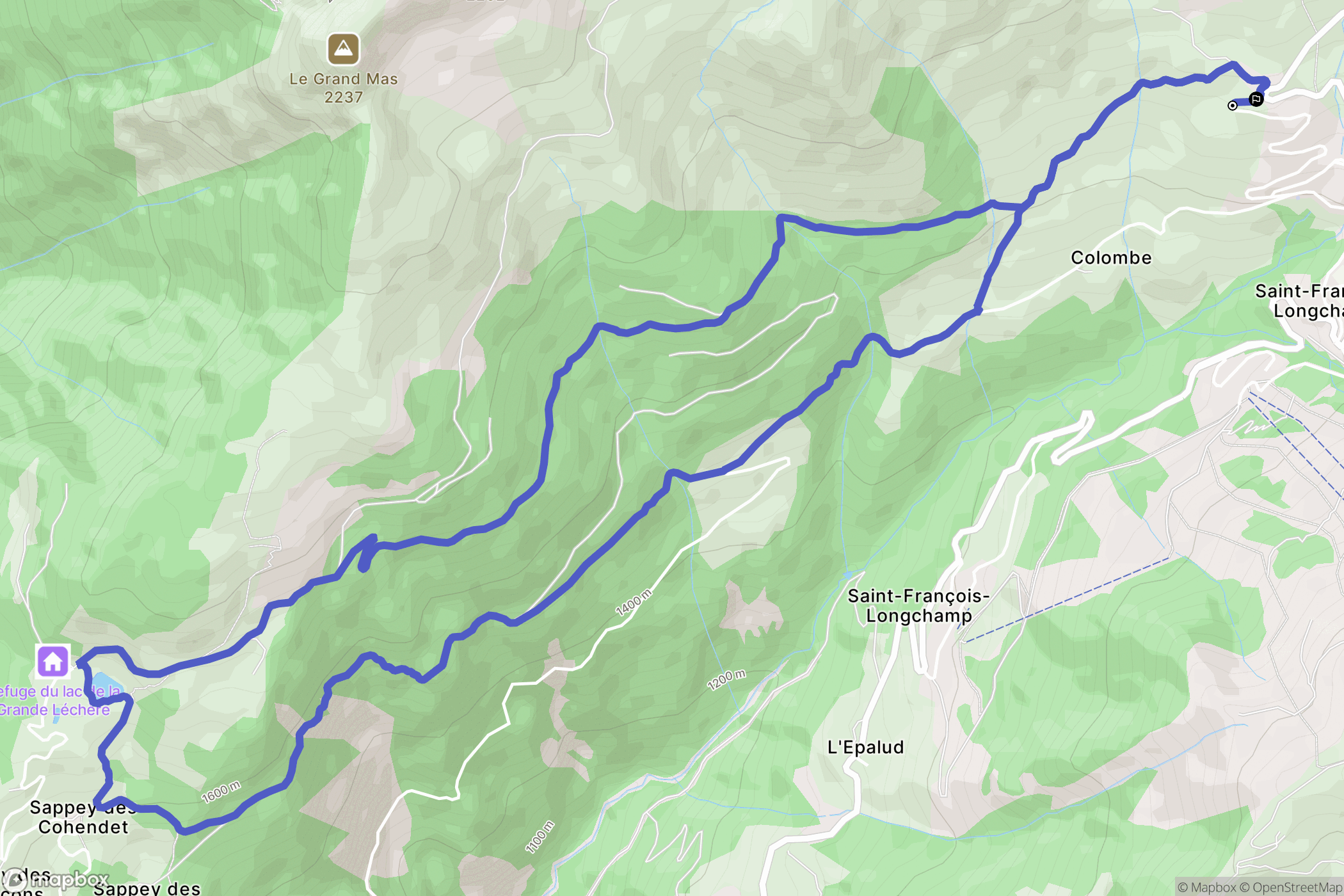 Saint-François-Longchamp : carte du parcours de randonnée - France