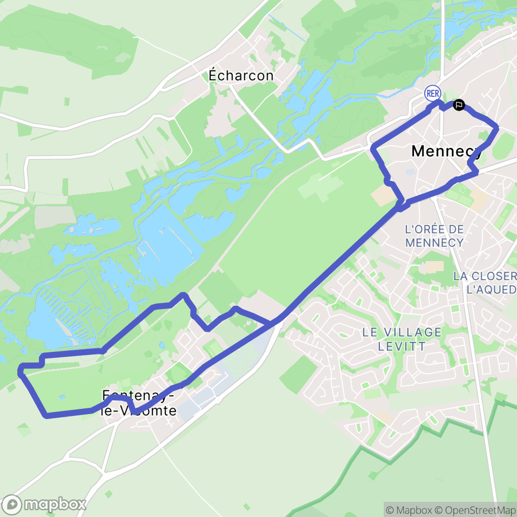 Mennecy : carte du parcours de randonnée - France