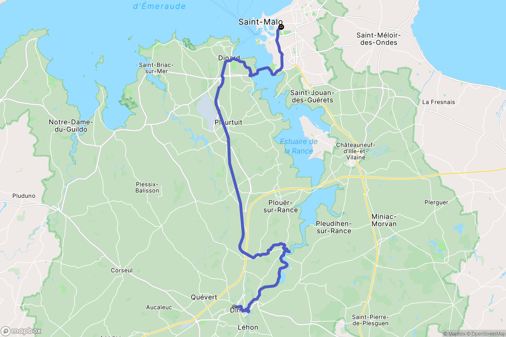 Dinan : carte du parcours de randonnée - France