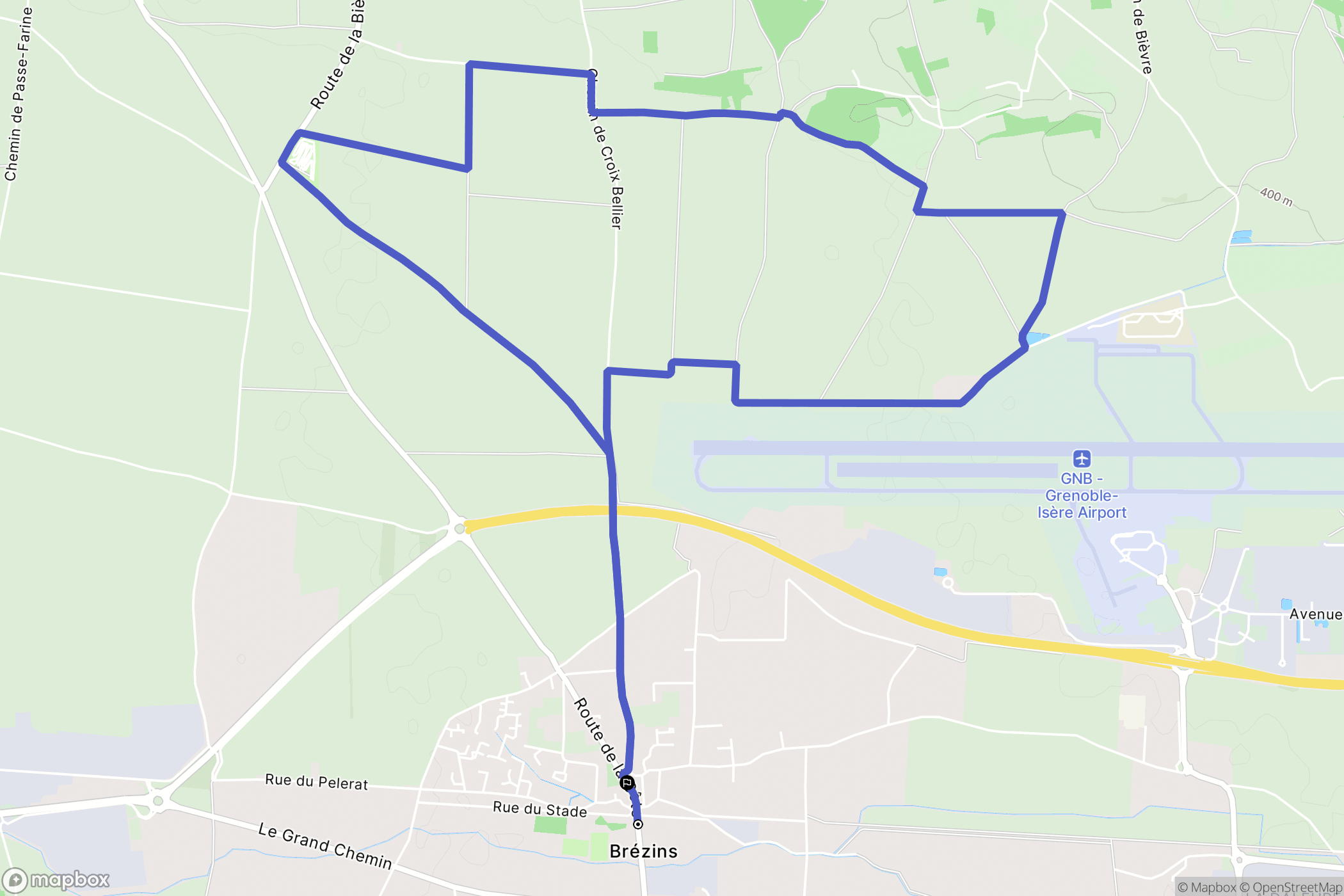 Brézins : carte du parcours de randonnée - France