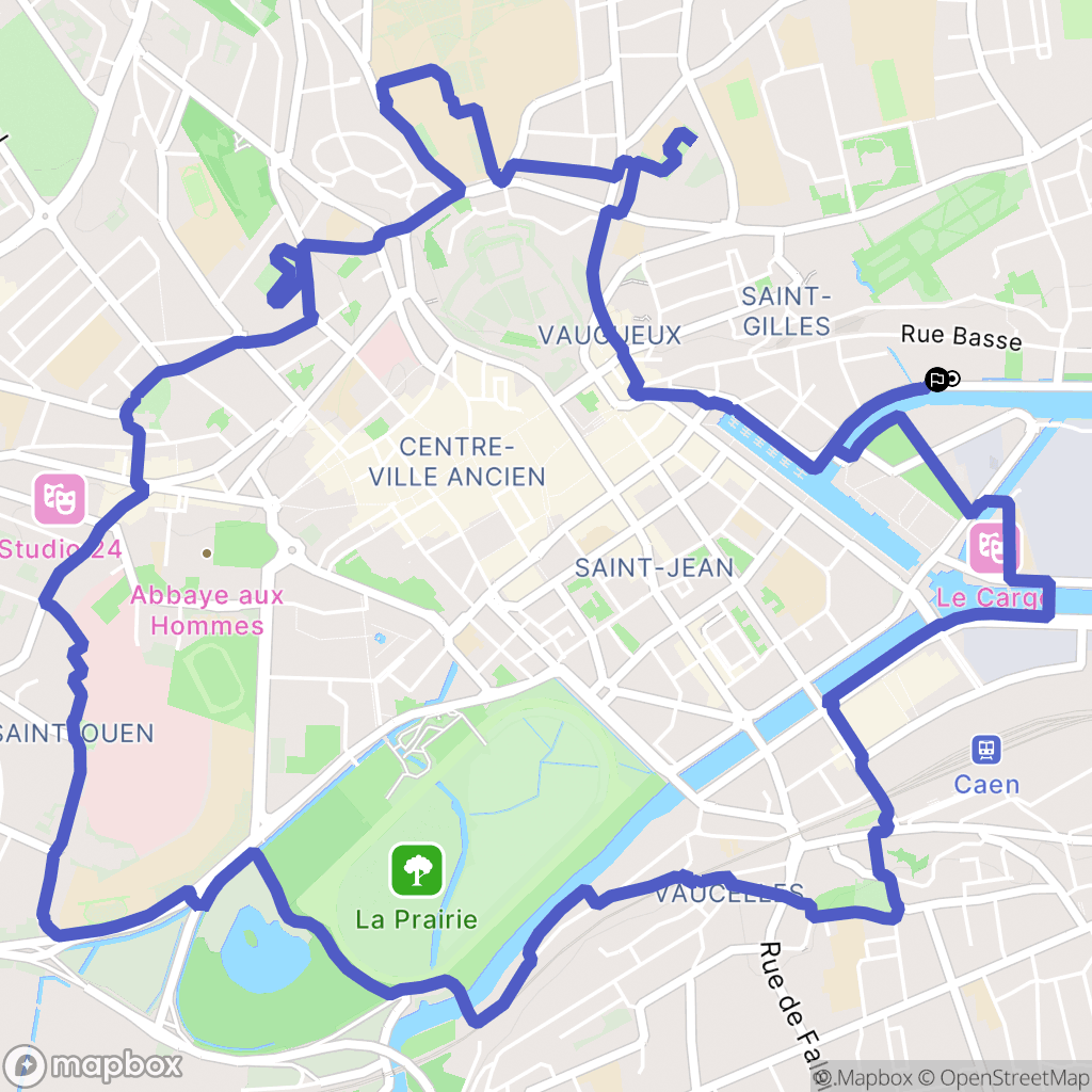 Caen : carte du parcours de randonnée - France