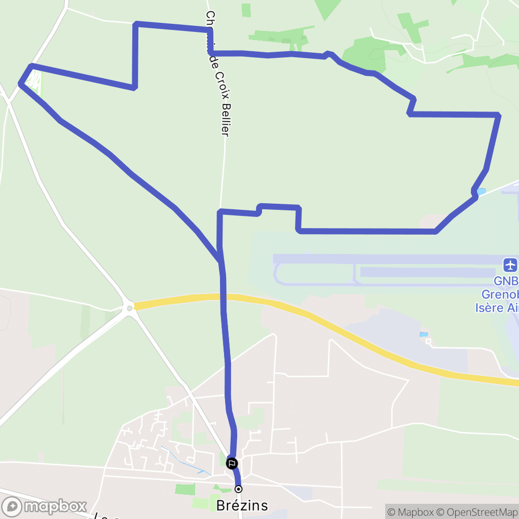 Brézins : carte du parcours de randonnée - France