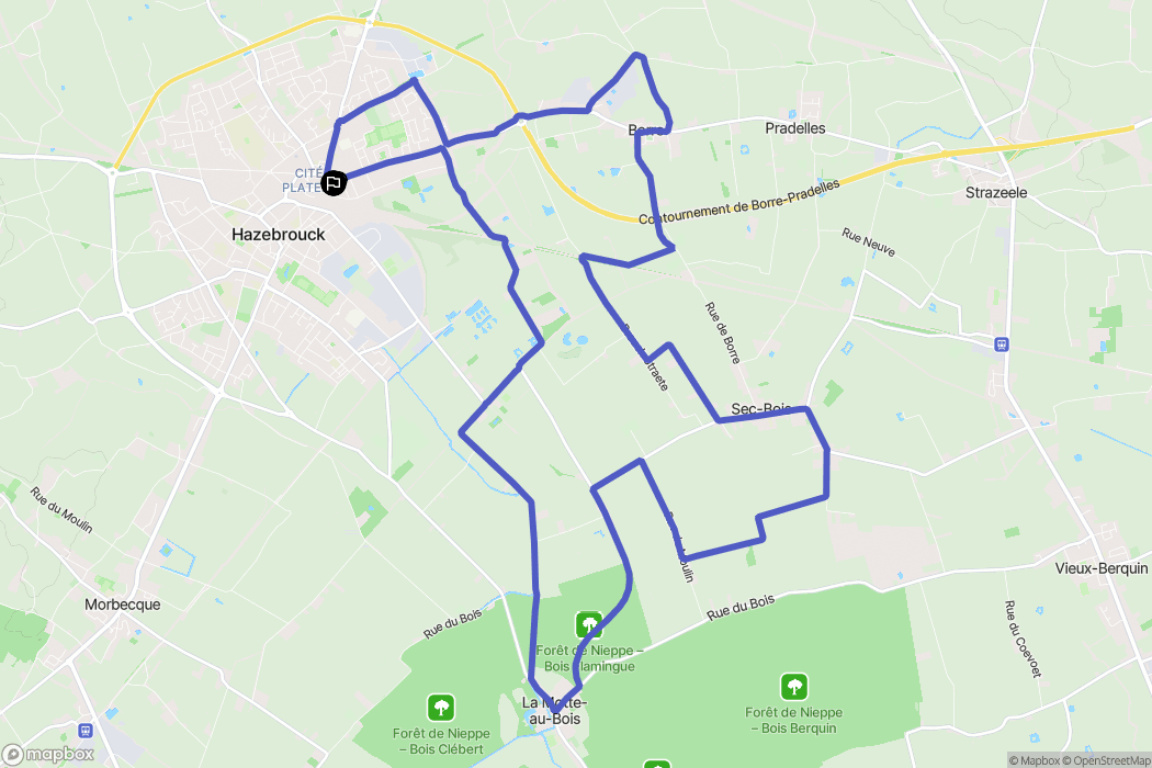Hazebrouck : carte du parcours de randonnée - France