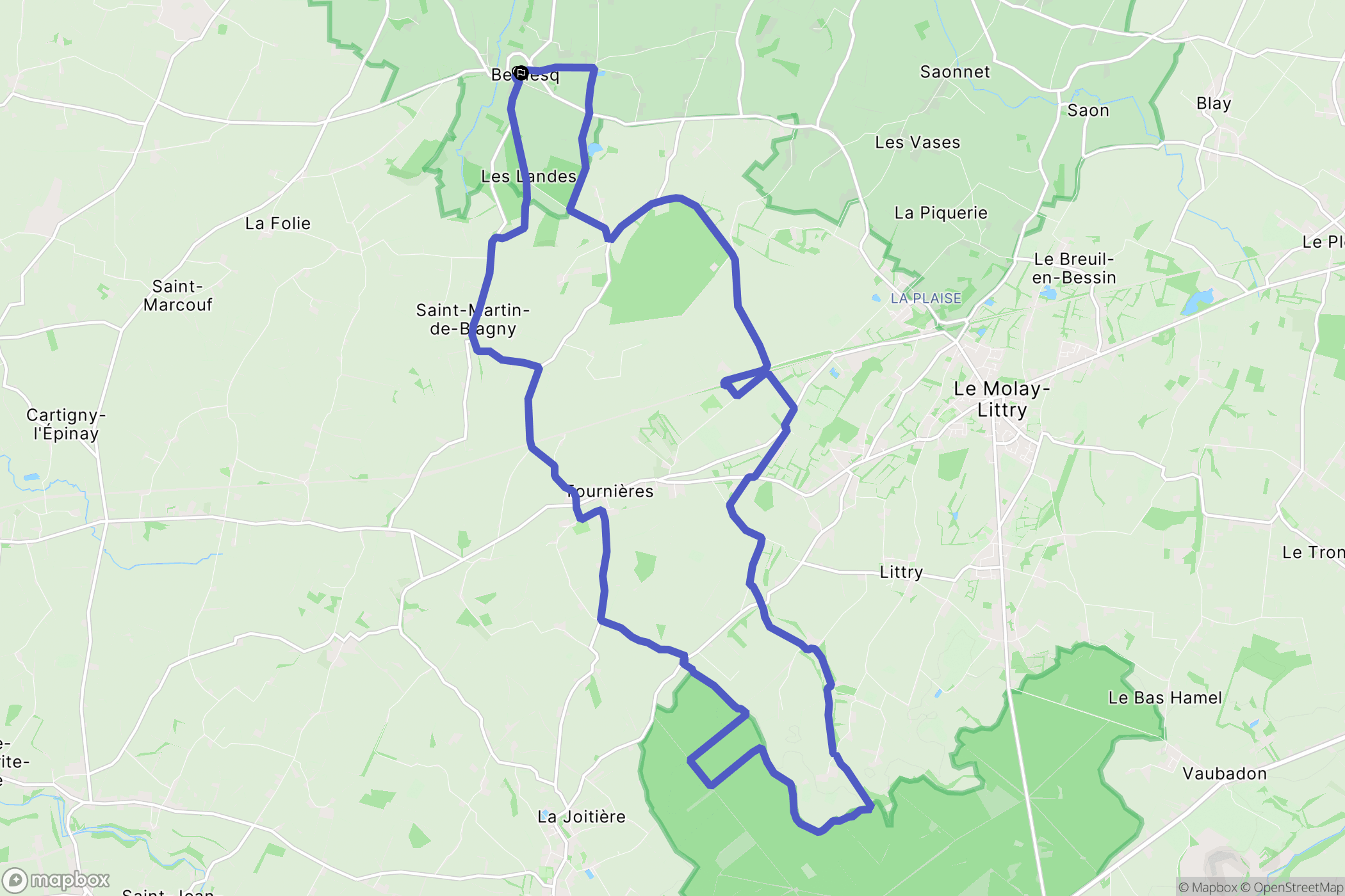 Bernesq : carte du parcours de randonnée - France