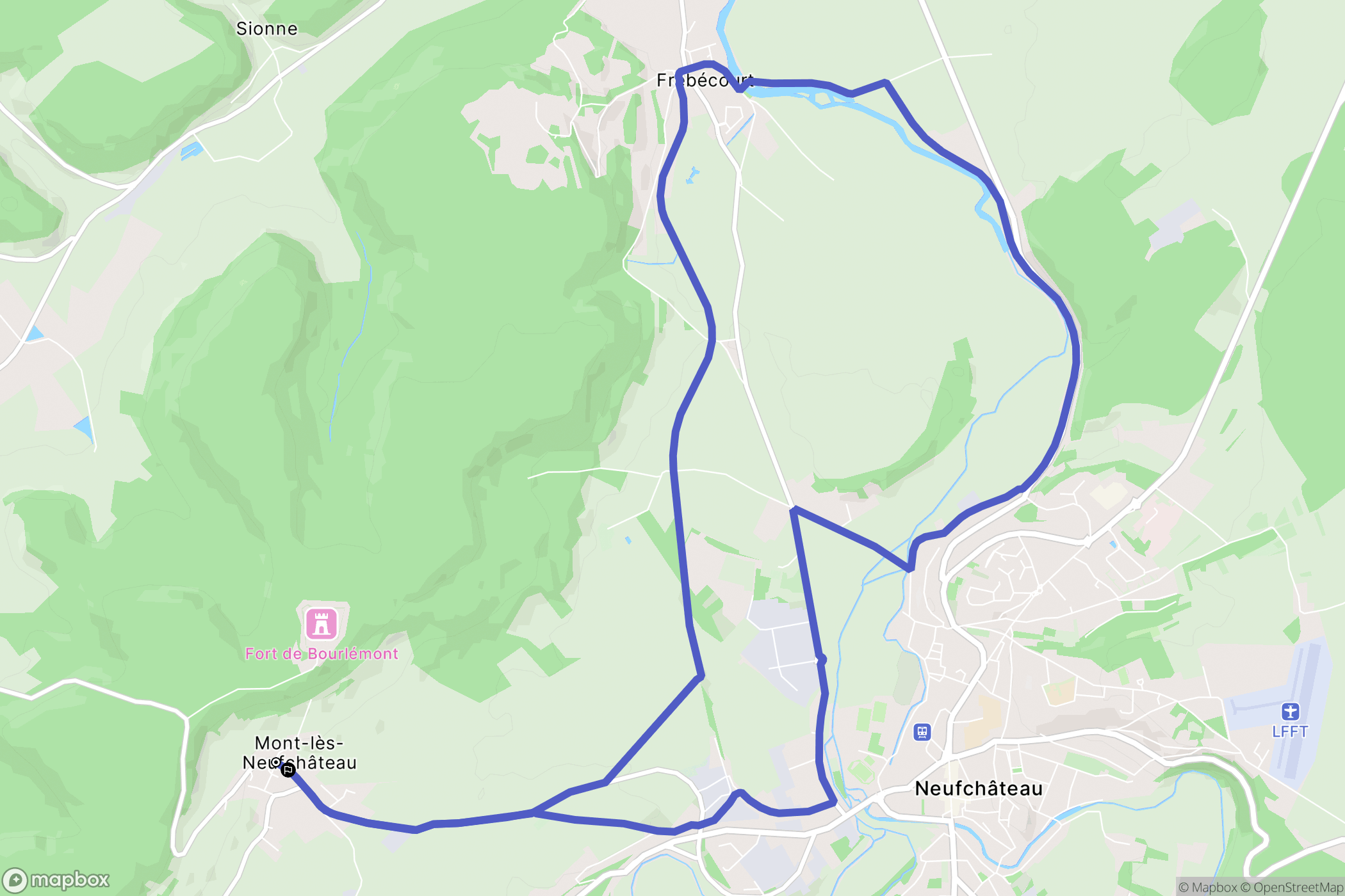 Mont-lès-Neufchâteau : carte du parcours de randonnée - France