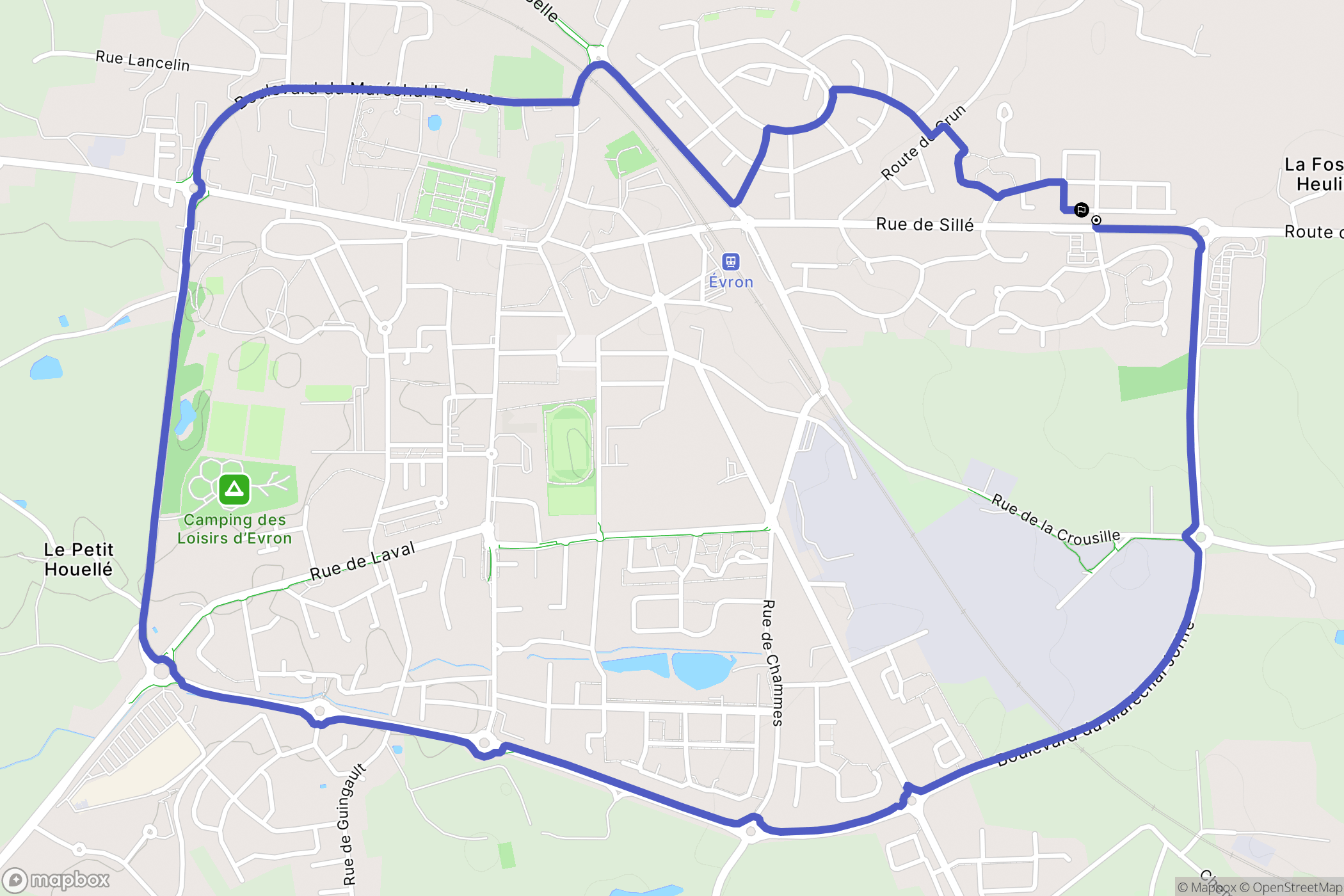 Évron : carte du parcours de randonnée - France