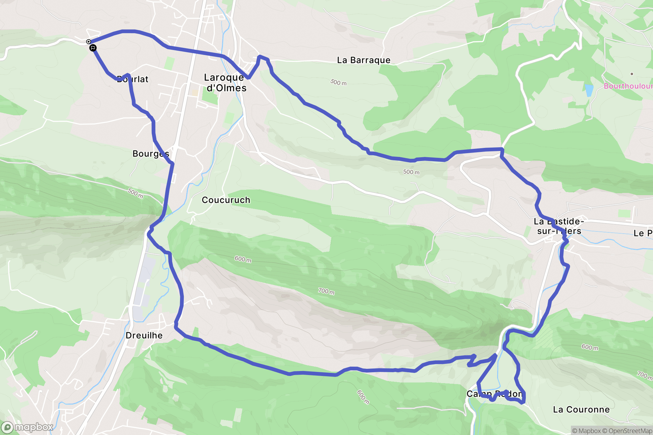 Laroque-d'Olmes : carte du parcours de randonnée - France