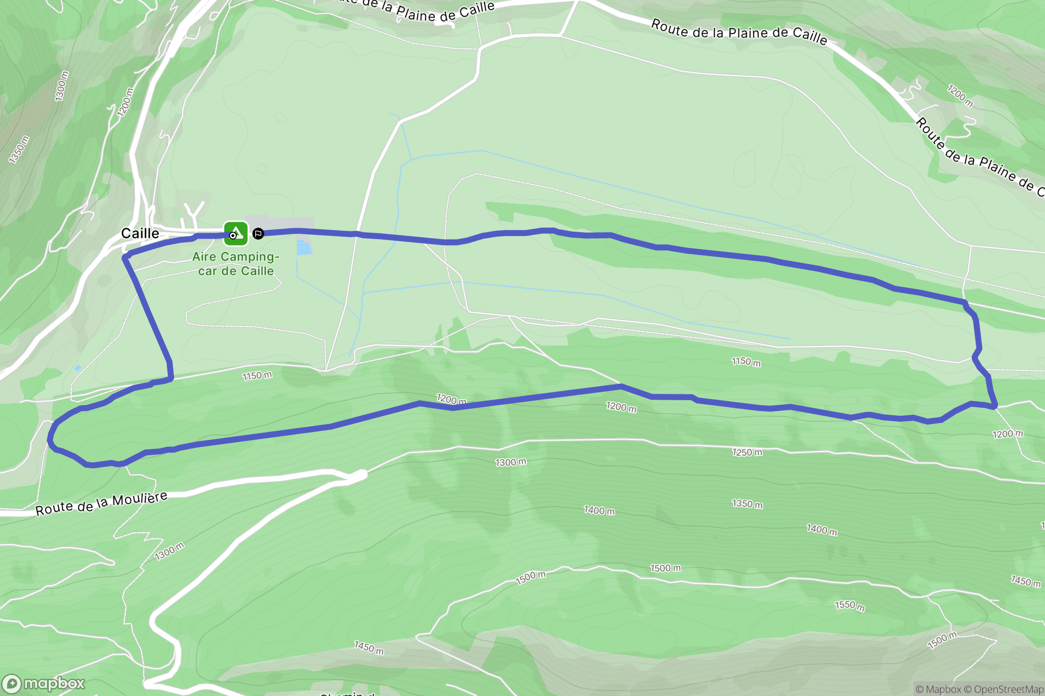 Caille : carte du parcours de randonnée - France