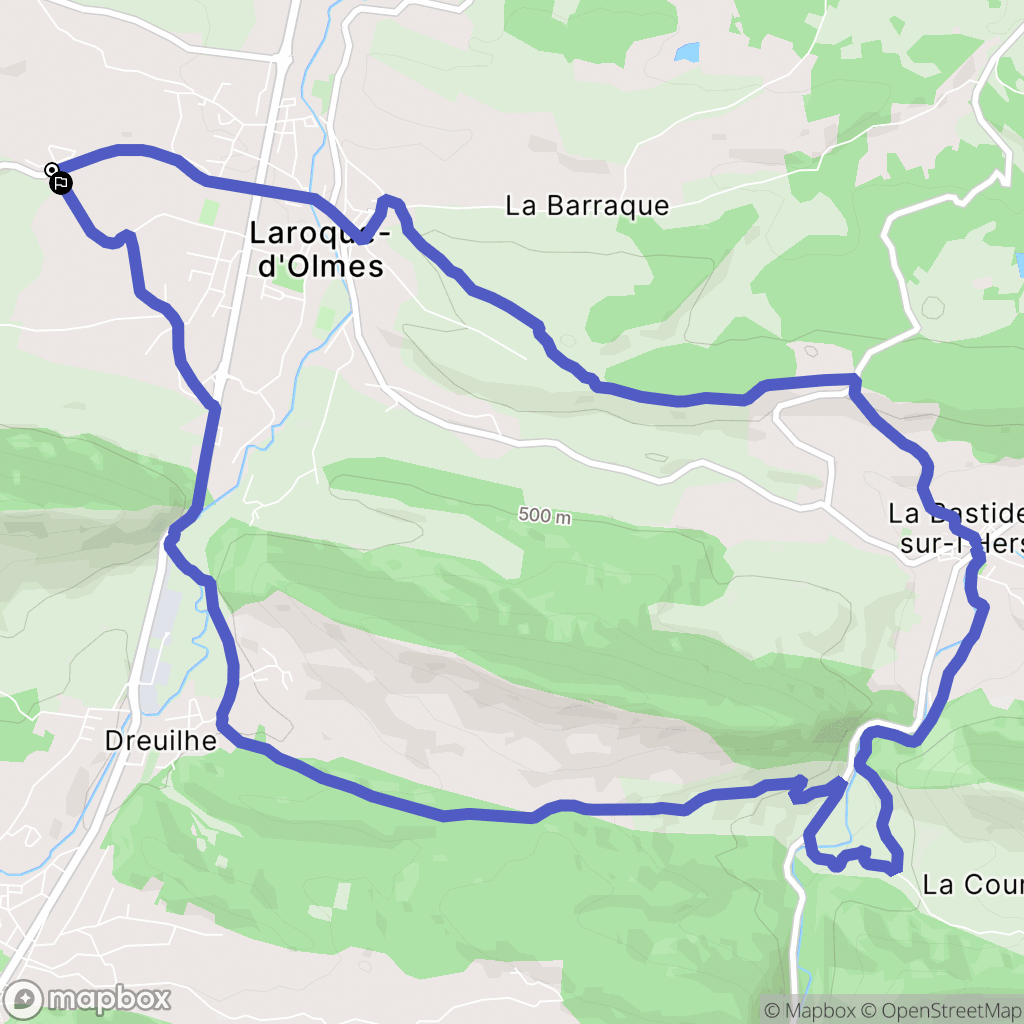 Laroque-d'Olmes : carte du parcours de randonnée - France