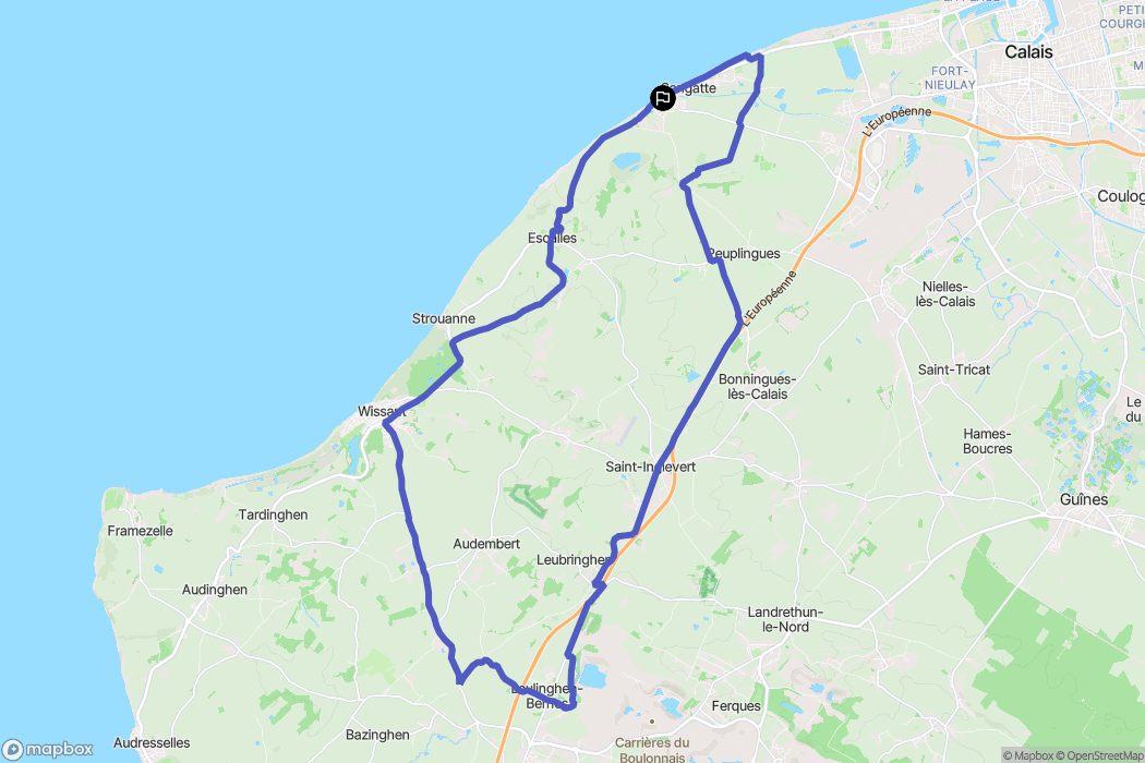 Sangatte : carte du parcours de randonnée - France
