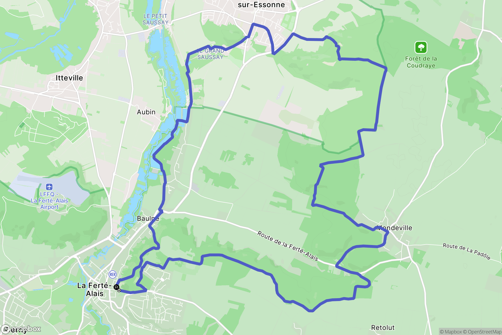 La Ferté-Alais : carte du parcours de randonnée - France
