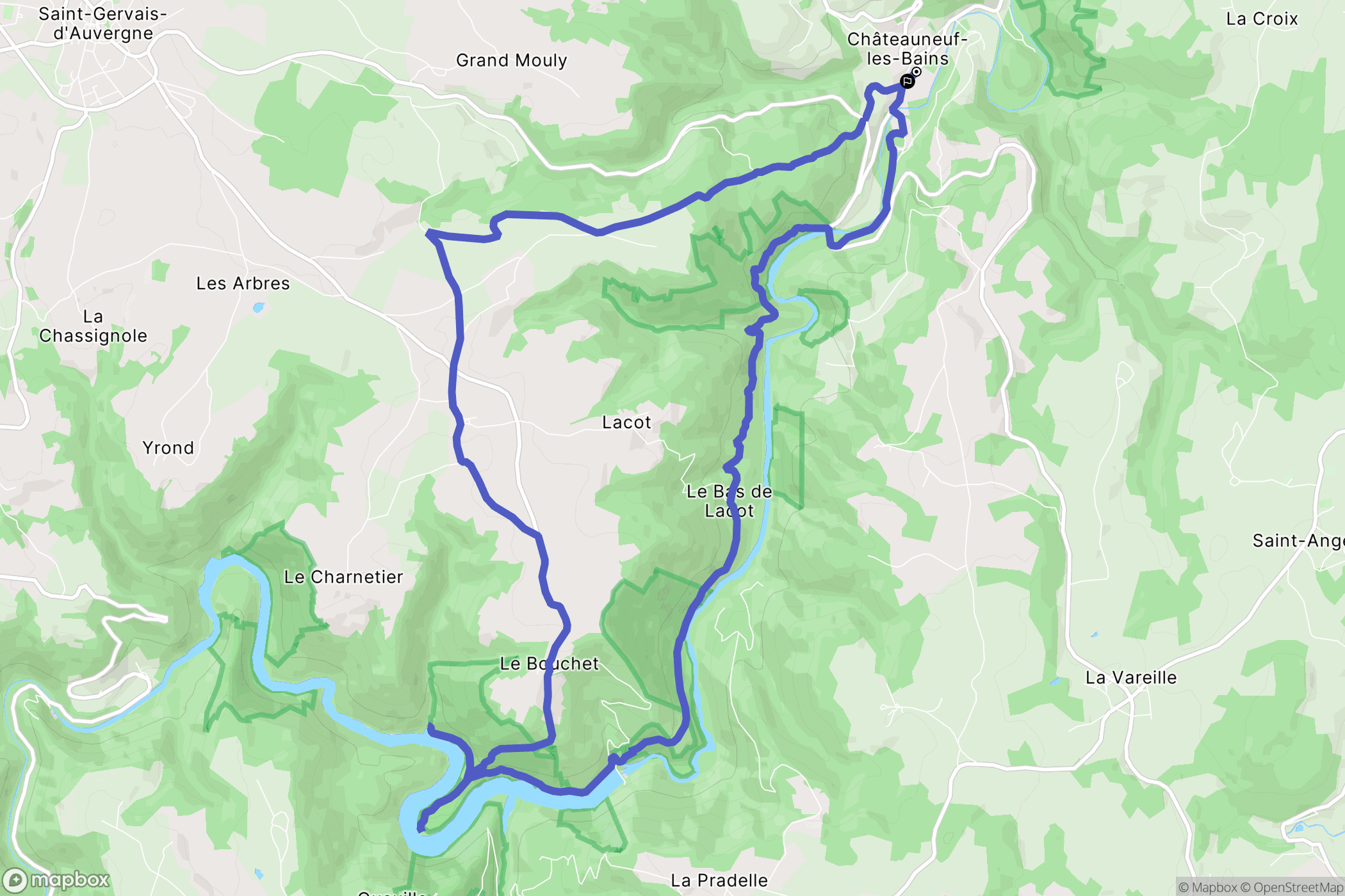 Châteauneuf-les-Bains : carte du parcours de randonnée - France