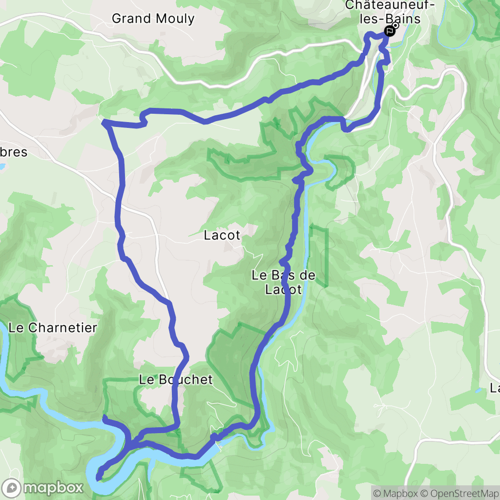 Châteauneuf-les-Bains : carte du parcours de randonnée - France