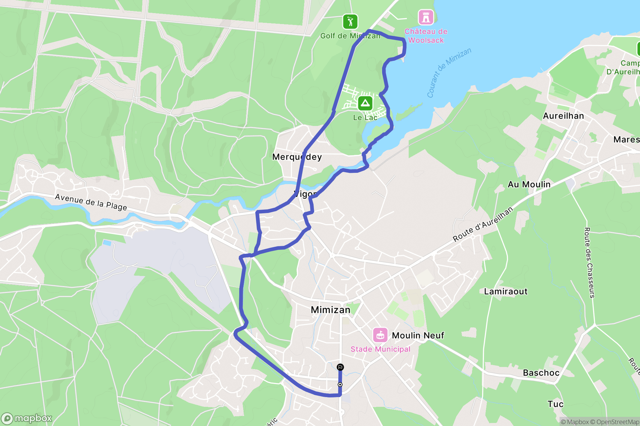 Mimizan : carte du parcours de randonnée - France