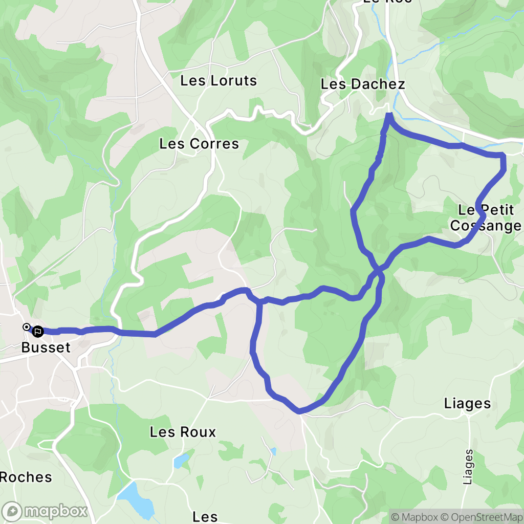 Busset : carte du parcours de randonnée - France