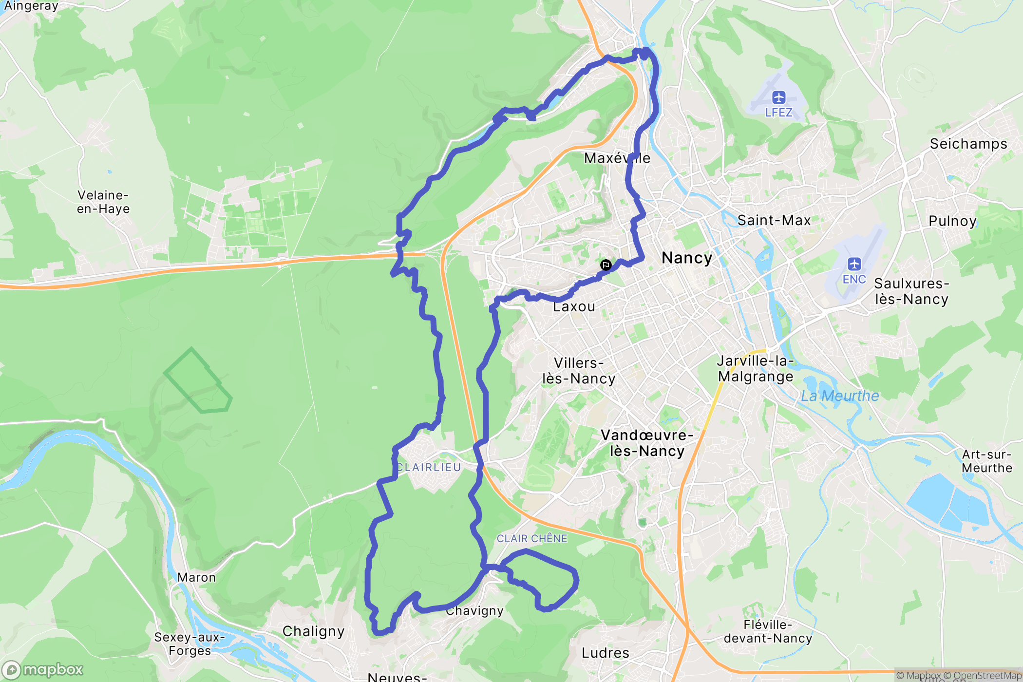 Nancy : carte du parcours de randonnée - France