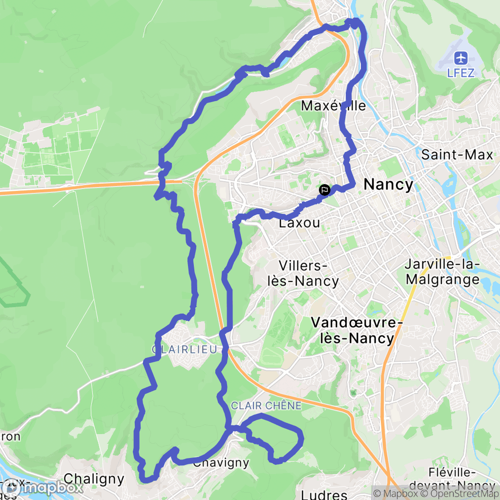 Nancy : carte du parcours de randonnée - France