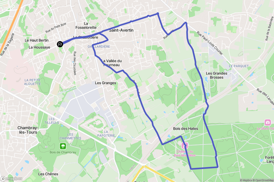 Saint-Avertin : carte du parcours de randonnée - France