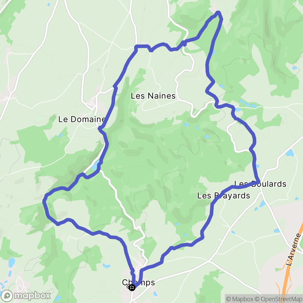Champs : carte du parcours de randonnée - France