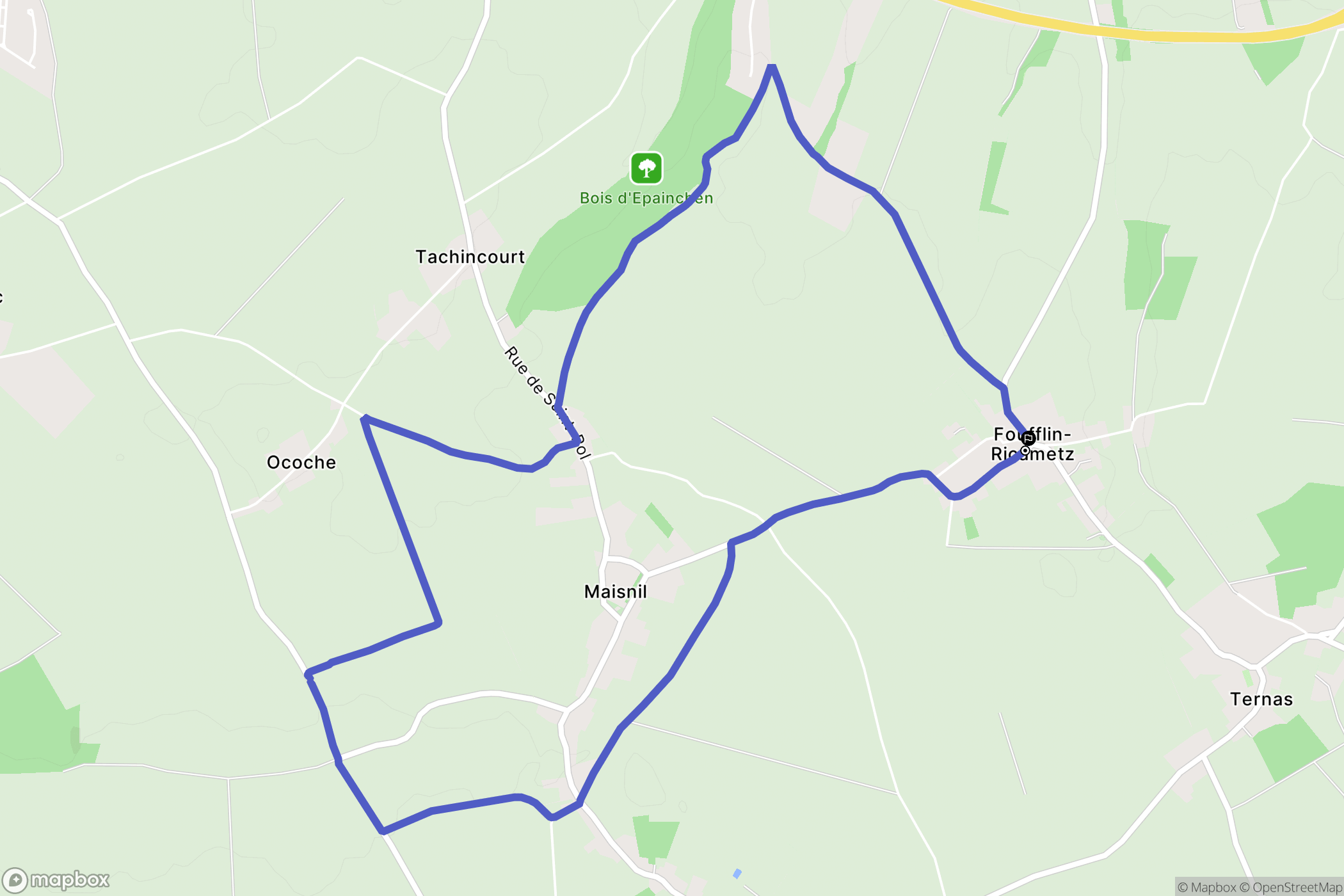 Foufflin-Ricametz : carte du parcours de randonnée - France
