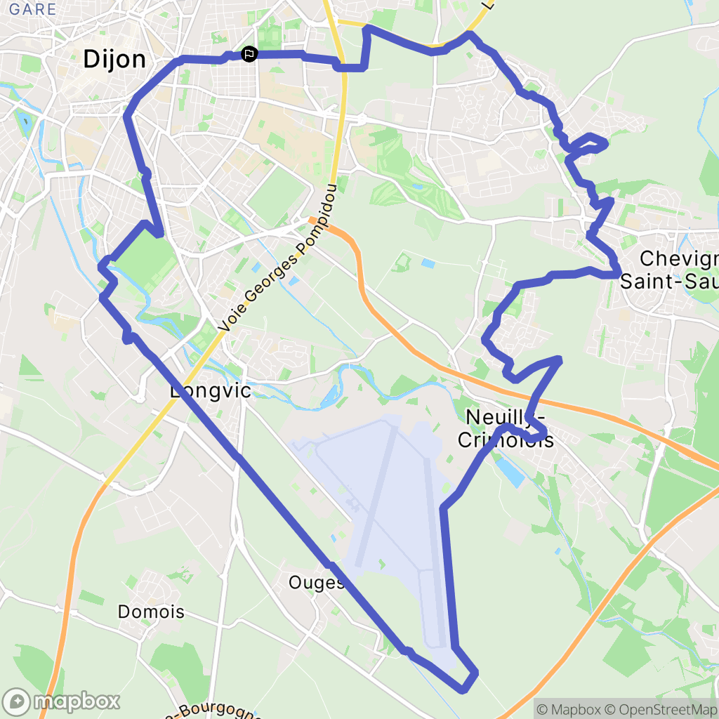 Dijon : carte du parcours de randonnée - France
